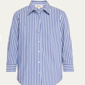 L'AGENCE 100% Silk Striped Button-Front Shirt - Size S